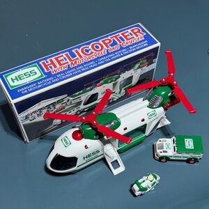 Hess 2001 Helicopter and Vehicle Set - Green and White